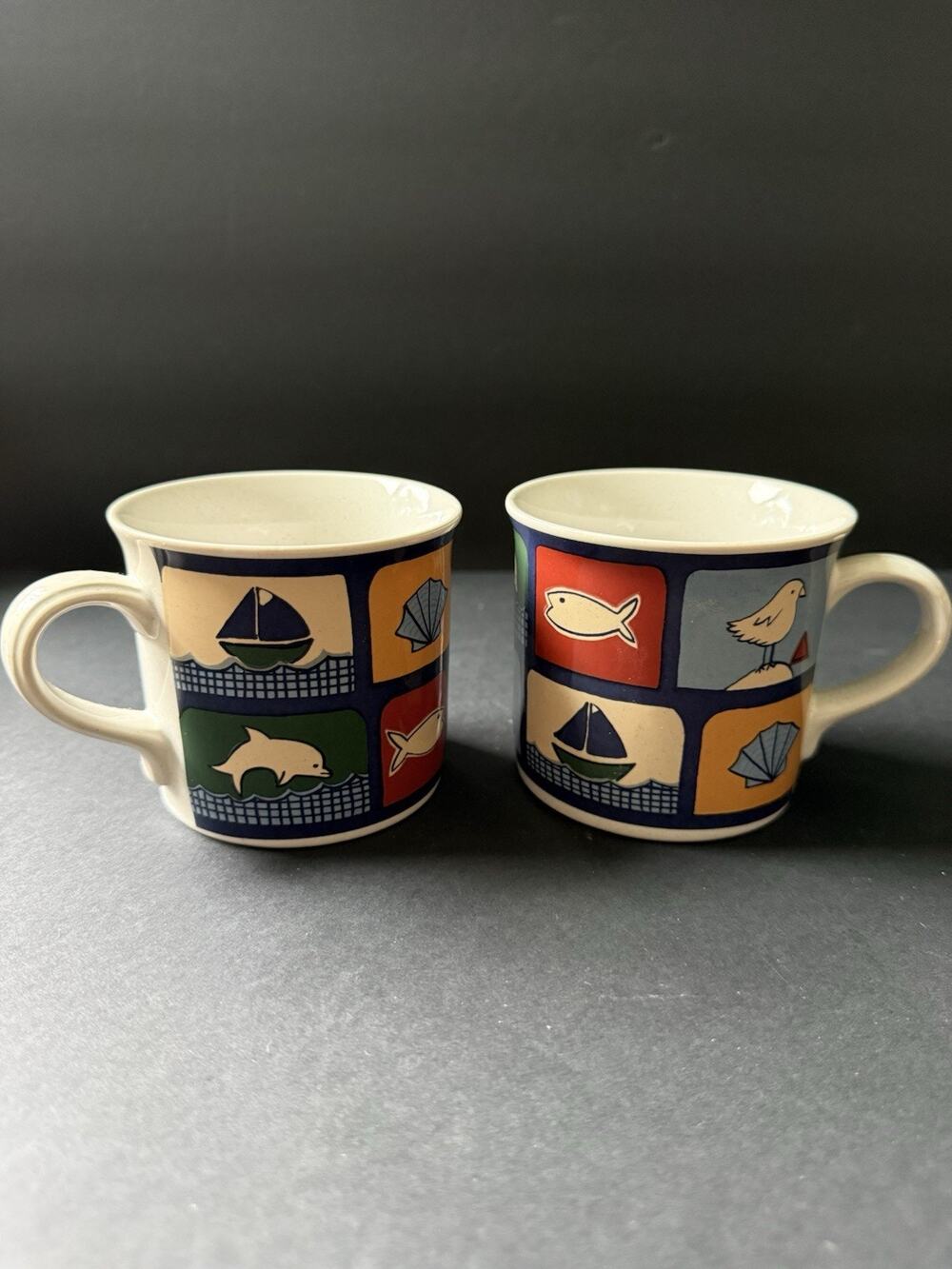 Nantucket Flat Cup Studio Nova Coffee Tea Seagulls Coastal Set (2)Cottagecore